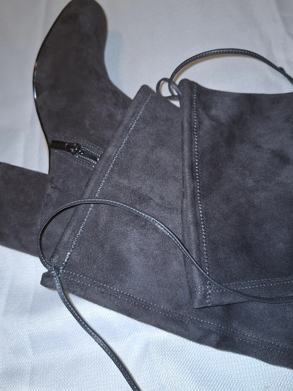 Sam Edelman VINNEY Women's Gray Knee High Riding Boots Almond Toe Lace Zip 11M